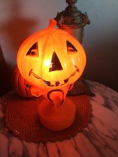 VTG. Halloween Blowmold JOL/ Cat Pumpkin Electric-Bayshore Lamp picture