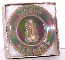 NEW 1983 Plate SUMMIT Art Glass ELEPHANT 3½” Iridescent GRAY Circus Memories picture