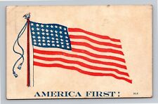 America First Postcard Original Old U.S. American Flag Patriotic Postcard Unused picture