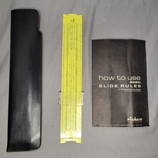Vintage Pickett No. 120 Microline Yellow Slide Rule w/ Case & Manual picture