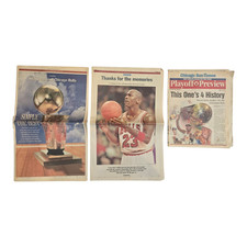 Chicago Bulls Micheal Jordan Special Tribute Newspapers Chicago Trib & Sun-Times picture
