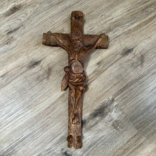 Vtg Wood Crucifix Jesus Hand Carved Czestochowa, Poland Large 18