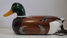 Vintage TeleMania Mallard Duck Wood Decoy Landline Telephone Phone Untested picture