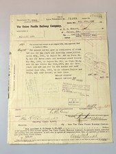 1891 Union Pacific Railway Nebraska Livestock Claim Railroad Document picture