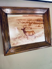 Vintage Sepia Photograph Of Elk Flagstaff AZ Framed Hart Prairie picture