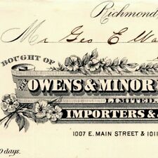 Owens & Minor Drug Co. Richmond, VA Letterhead o Geo. E. Wear 1895 picture