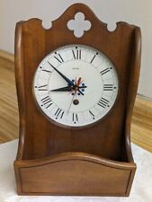 Vtg. Welby maple wood wall clock. Battery operated/planter. picture