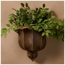 Antique-Brown Patina Hanging Wall Pocket Rustic Vase Sconce Wall Planter  5.75