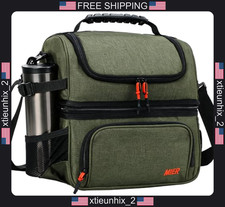 MIER Lunch Box for Men Dual Compartment Adult Lunch Bag for Work Army Green picture