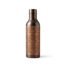 700ml Engraved Copper Water Bottle Antique Finish Floral Pattern India picture