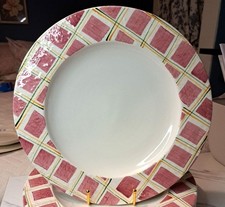 Vtg Set 2 Los Angeles Pottery Hand-Painted Laurie Gates Dinner Plates 11 5/8