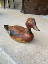 Vintage 1985 Wooden Handcarved Duck Decoy Figurine 11.75” *condition issues* picture