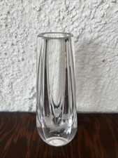 Vintage Orrefors Sweden Crystal Bud Vase Engraved Flowers Signed 5in picture