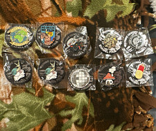 Lot of 10 Black Enamel Pinback Pins / Pinbacks, Assorted Designs, Mixed Styles picture