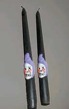 Vtg Halloween Wax Candle Taper Pair SCARY Ghoul 10” Unused  picture