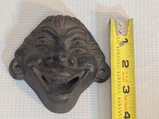 4-Eyed Lady Cast Iron Bottle Opener Wall Mounted With Painted Antique Patina VG+ picture