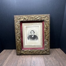 Antique Vintage Ornate Wood Rococo Leaf Gold Gilt Gesso Picture Frame Man picture