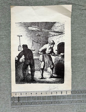 Antique Black & White Print Bakers Working in Bakery Scene, 1800-1899 picture