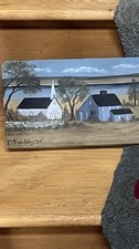 Catherine Beardsley Folk Art Oil Painting 1986 TODD FARM EXHIBITOR ROWLEY MA 37” picture