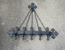Vermay 1972 Vintage Sexton Gothic Metal Candle Holder Candelabra w/ Chains USA picture
