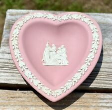 Vintage Wedgwood Jasperware Pink Heart Shaped Pin Tray Trinket Dish 4” picture