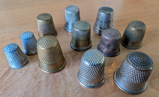 11 Antique Sewing Thimbles Various Sizes Makers picture