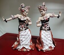 Kathi Urbach Figurines Mid Century Bali Dancer  Ceramic 1950s Vintage Mark Set 2 picture