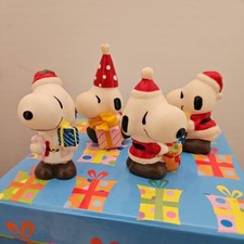 Peanuts Snoopy as Santa  Christmas Figures Set of 4. Unbranded. picture