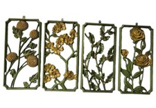 VTG 1955 Dart Ind Four Seasons Wall Plaques Set 4 Green Gold Mid Century MCM  picture