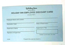 Holiday Inn Employee Discount Card Unused Vintage picture
