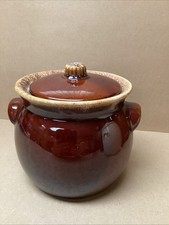 Vintage Hull Oven Proof Bean Chili Pot Brown Tan Drip Glaze picture