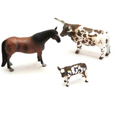Big Country Toys Longhorn Cow Calf Horse Farm Ranch Barn Figure  Animal Lot picture