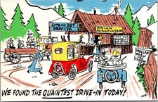 Vintage 1950’s Hillbilly Drive-In Postcard Mountain Dew Frye Smith Humor H405 picture