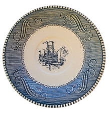 Currier & Ives By Royal USA Mississippi Steamboat Blue Plate Midcentury Modern picture