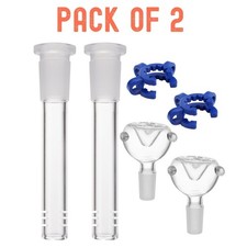 2-Pack 4.3'' 14mm Glass Downstem and Round Male Bowl Piece for Glass Bong picture