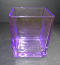 Vintage Teleflora Cobalt PURPLE Glass Cube Vase  4.75