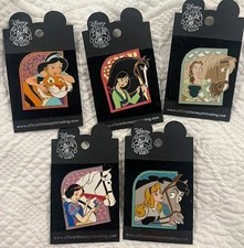 Disney Pins Set of 5 Princesses with Their Horses including Jasmine & Rajah 2004 picture