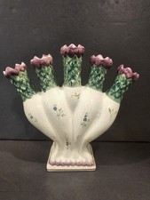 Vintage Portugal Pottery Hand Painted 5 Finger Tulip Vase MMA picture
