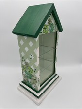 Wee Forest Folk 3 Shelf Display Case Shamrock Painted Wood Mirror Glass OOAK picture