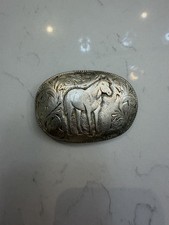Vintage Crumrine San Carlos Sterling Silver Western Belt Buckle ~88g 22K Worn picture