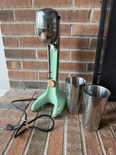 Vintage Hamilton Beach Milkshake Malt Mixer Jadite W/ Cups Lot Working Lg picture