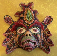 Vintage Hand Painted Peruvian Papier-Mâché Mask Decorative Antique Peru picture