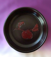 Kamakura-bori Lacquerware Confectionery Bowl Persimmon Design Carved Wood picture