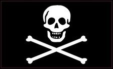5in x 3in Jolly Roger Pirate Flag Bones Bumper Sticker Decal Stickers Decals picture