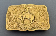 Vintage JR Rowell Saddle Co Sterling Silver Belt Buckle Bronc Western Hayward CA picture