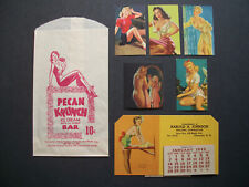 🌟 30s 40s 50s Pin Up Calendar Stamps Ice Cream Wrapper Lot Card Paper Girl picture