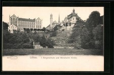 Löbau, I. Civic School and Wendish Church, Postcard  picture