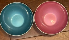 2 VINTAGE EMALOX 4” BOWLS FROM NORWAY Original Stickers picture