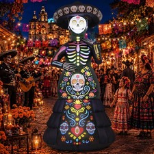 GOOSH 7.2FT Halloween Inflatables Outdoor Decorations Ghost Bride Halloween Blow picture