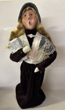 1994 BYERS CHOICE CHRISTMAS CAROLER Woman Blond Hair Burgundy Victorian Adult picture